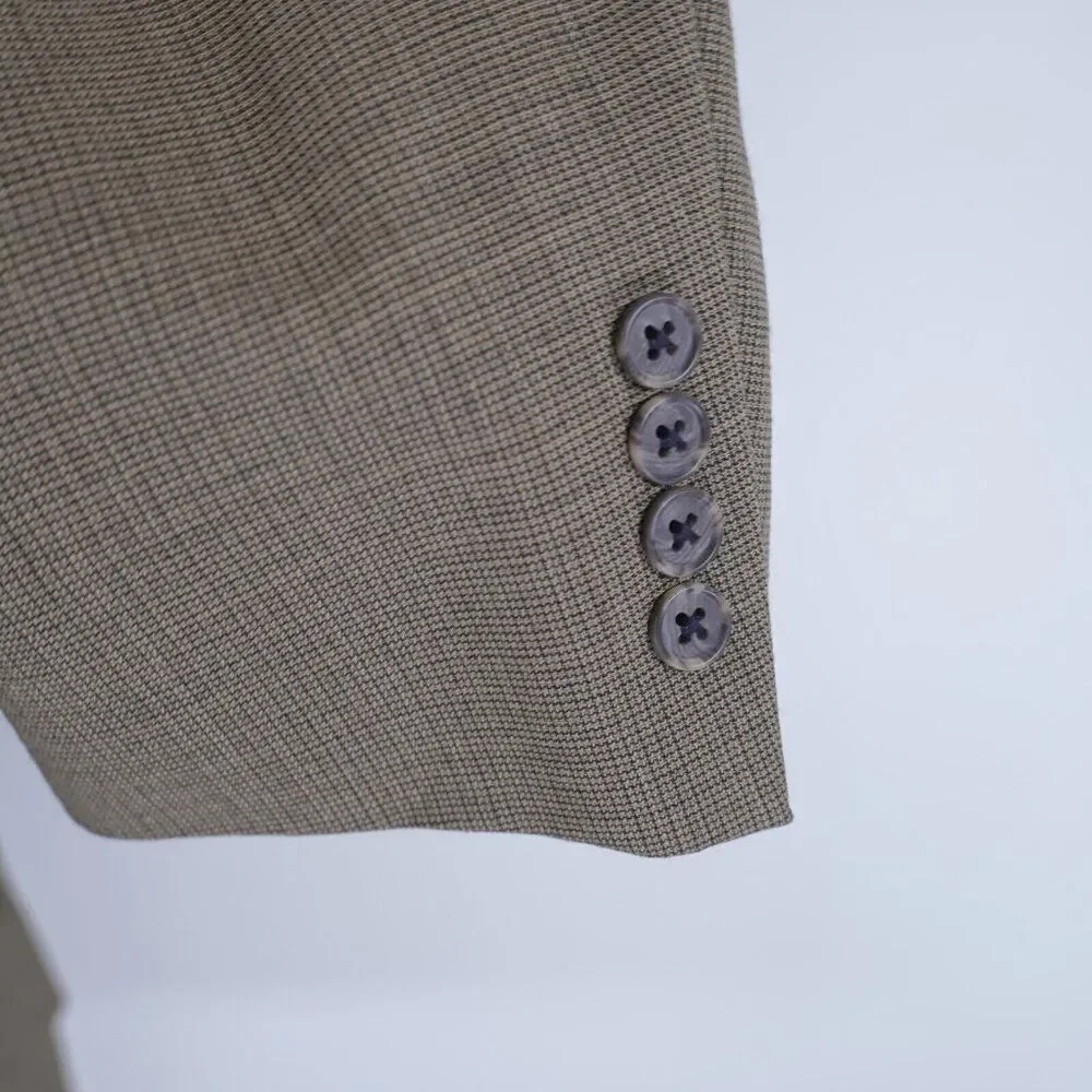 Austin Reed Woven Wool Beige‎ Tan Check 3 Button Blazer / Sport Coat 40R